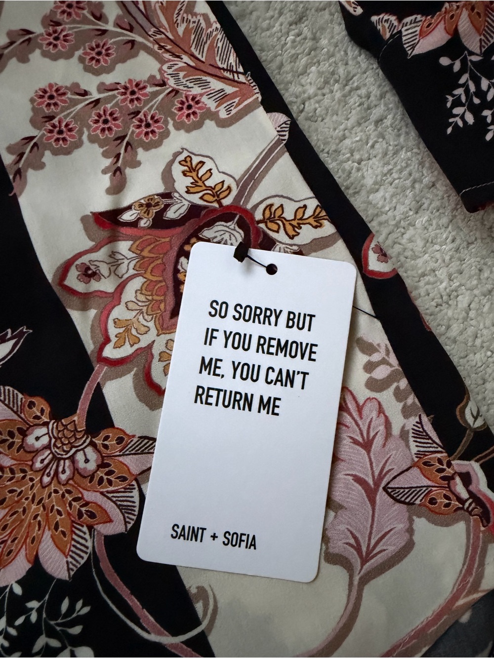 Saint+Sofia Floral Button-Up Long-Sleeve Shirt Black & Cream Size M NWT - Picture 7 of 11